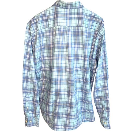 Peter Millar Blue Plaid Button Down Long Sleeve Shirt Size XL Casual Career - Picture 2 of 10